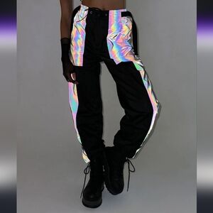 Time 2 Get Lit Rainbow Reflective Rave Cargo Joggers